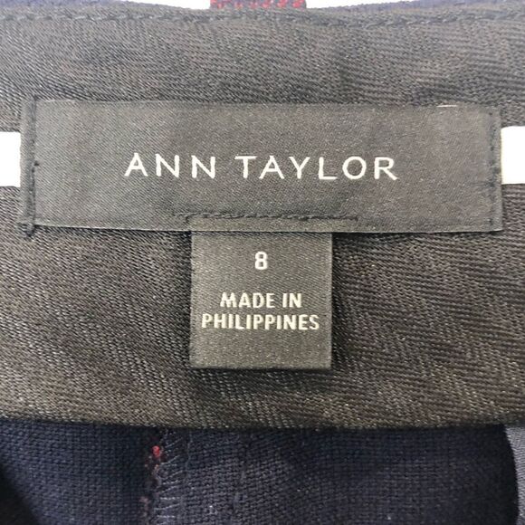 Ann Taylor navy blue with red striped slacks pants, size 8 - Picture 11 of 12